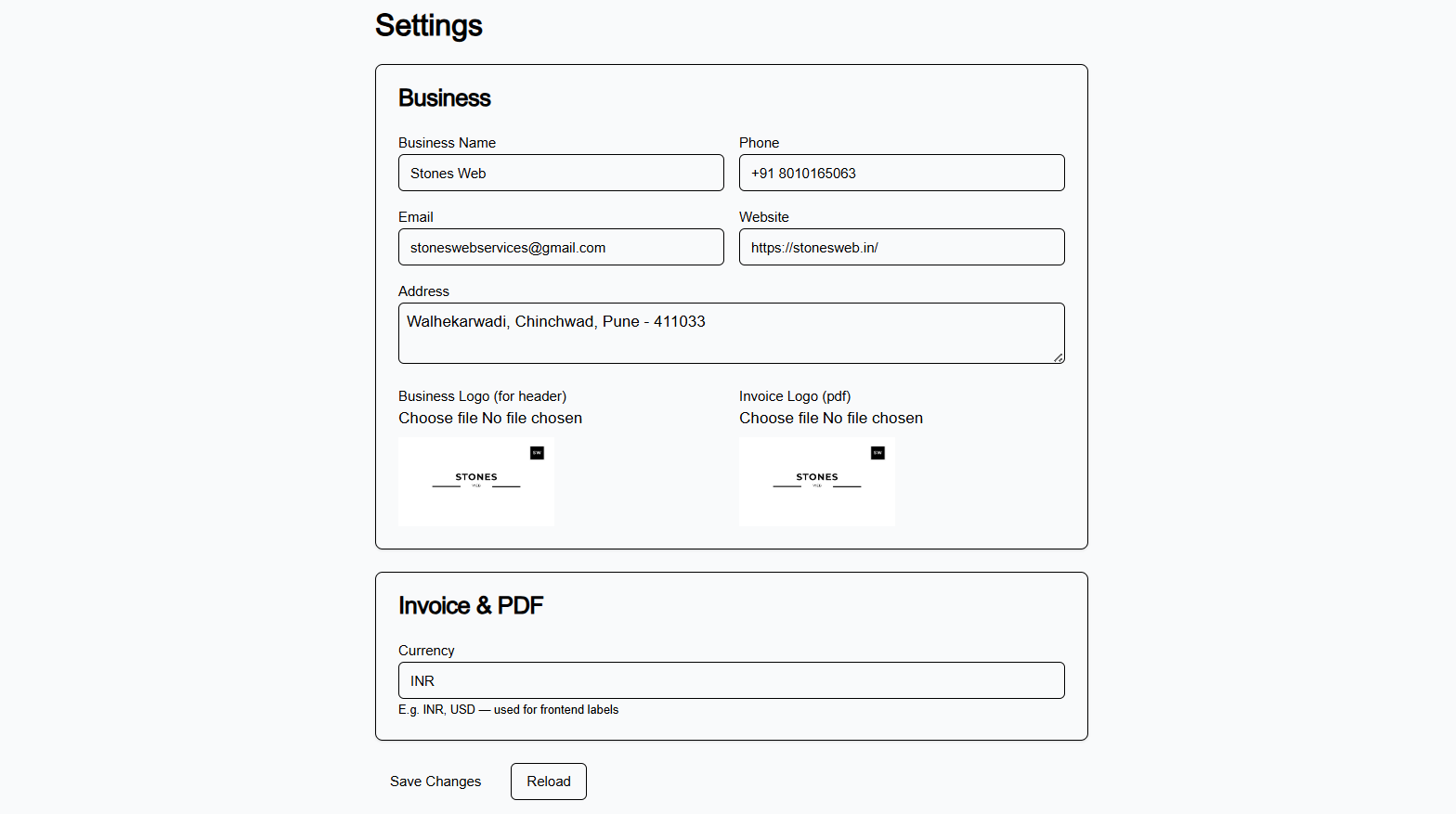 Settings preview